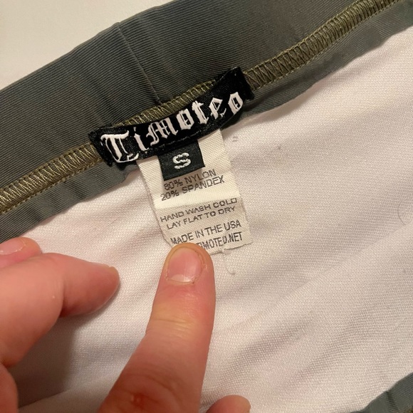 White Timoteo Small Swim Brief Speedo with Olive Green Trim - Picture 4 of 4